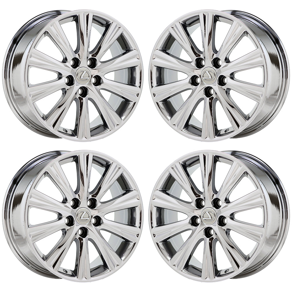 17" Lexus ES350 Bright Chrome wheels rims Factory OEM set 74191